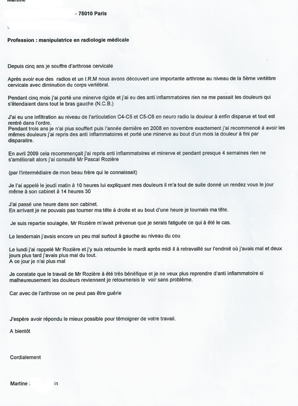 temoignage arthrose cervicale